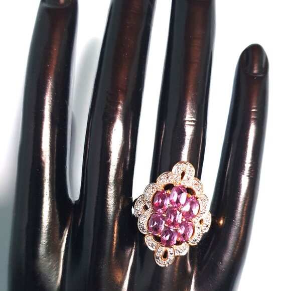 Stunning Natural Amethyst Gold Plated 925 Sterling Silver Statement Ring - Picture 4 of 17